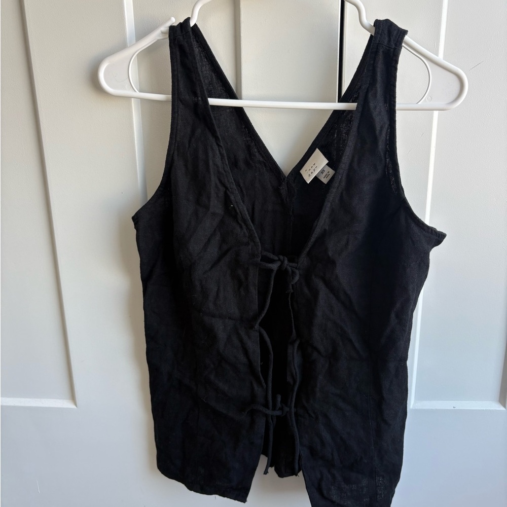 a new day black front tie top